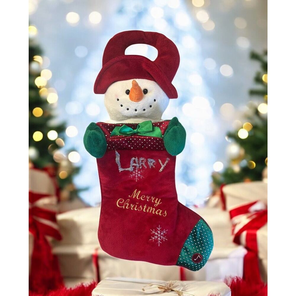 VTG Snowman Christmas Stocking 3D Plush Door Knob Hanger AS IS